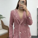 MARİN DÜĞME SAÇAKLI CEKET - KIRMIZI