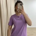 MARKA KABARTMA BASKI SALAŞ PAMUK TİŞÖRT - MENEKŞE