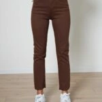 MARKA MODEL RENKLİ LİKRALI BOYFİT JEAN - KAHVE