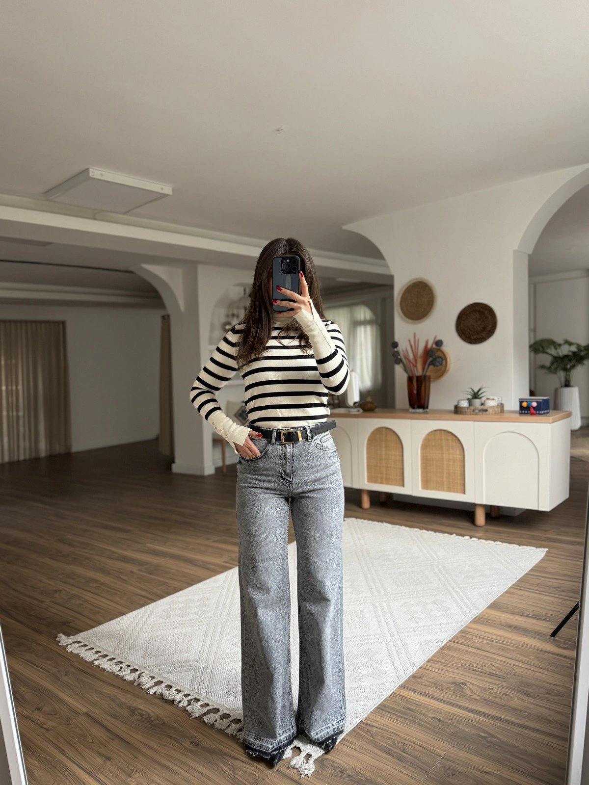 MARKA MODEL VİDELEG AÇIK PAÇA JEAN - YIKAMA GRİ - Görsel 1