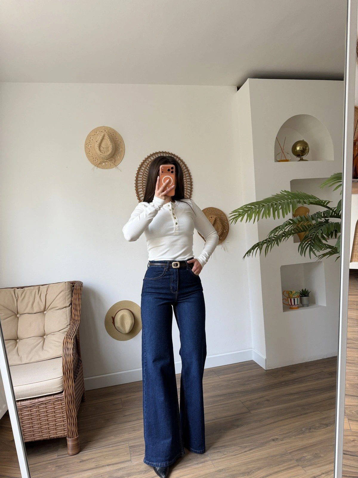 MASSİ YÜKSEK BEL ORJİNAL PAÇA WİDELEG JEAN - KOYU MAVİ - Görsel 1