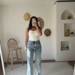 MASSİ ORJİNAL PAÇA TAŞLI WİDE LEG JEAN - MAVİ