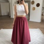 MAXİ BOY PAMUK BALON ETEK - BORDO