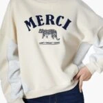 MERCİ YAZI LEOPAR NAKIŞ 2 RENKLİ SWEAT - BEJ