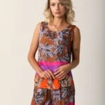 MİLANO YAPRAK DESEN ATLET+ŞORT TAKIM - KAHVE