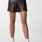 MİNİ DERİ ŞORT - KAHVE