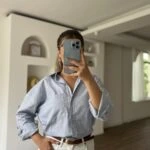 MİNİ RENKLİ DOKU BASİC PAMUK GÖMLEK - İNDİGO