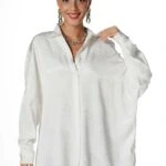 MİNİMAL DESEN VİSKON SALAŞ GÖMLEK - EKRU