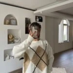 MNG BAKLAVA DESEN SALAŞ KAZAK - KREM BEJ