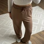 MODAL KUMAŞ CEPLİ BOL PAÇA EŞOFMAN - KAHVE