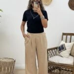 MODAL KUMAŞ CEPLİ PALAZZO PANTOLON - BEJ