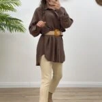 MODAL TUNİK SALAŞ  GÖMLEK - KAKAO