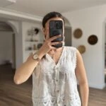 MOTİF DOKUMA KUMAŞ MİX YELEK - EKRU