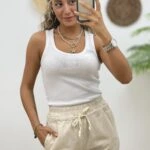 MOTİF NAKIŞ ATLET - BEYAZ