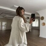 NAKIŞ İŞLEME İNCİ DETAY VİSKON KETEN SALAŞ KİMONO - NATUREL