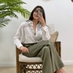 NAKIŞ İŞLEME PAMUK GÖMLEK - BEYAZ