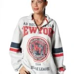 NEWYORK YAZI BASKI DİK YAKA SALAŞ SWEAT - GRİ MELANJ