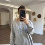 NYC BASKI KESİK YAKA SALAŞ PAMUK SWEAT - GRİ