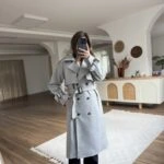 OMUZ APOLET KAPAKLI KUŞAKLI KRUVAZE KAŞE KABAN - GRİ