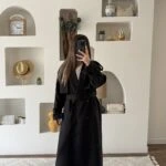 OMUZ APOLET KEMERLİ KOL BRİT UZUN SÜET TRENÇ - SİYAH