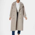 OMUZ APOLETLİ ARKA YIRTMAÇ DOKULU UZUN KAŞE KABAN - VİZON