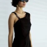 OMUZ ASKI METAL DETAY LİKRALI TULUM - SİYAH