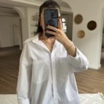 OMUZ BONCUK DETAY SALAŞ PAMUK GÖMLEK - BEYAZ