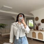 OMUZ ÇİZGİLİ ATKI POPLİN SALAŞ GÖMLEK - EKRU