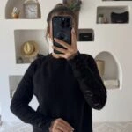 OMUZ KOL GÜPÜR YUMUŞAK DOKU KAZAK - SİYAH