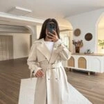 OMUZ VE KOL BRİT ARA BOY ÖN ARKA KAPAKLI VİSKON TRENÇ - TAŞ