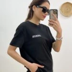 ÖN ARKA BİSİKLET YAKA TİŞÖRT - SİYAH