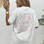 ÖN ARKA NAKIŞLI OVERSİZE TİŞÖRT - BEYAZ