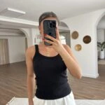 ÖN ARKA U FİTİLLİ PAMUK LİKRALI ATLET - SİYAH