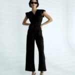 ÖN ARKA V SİMLİ LİKRALI TULUM - SİYAH