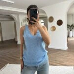 ÖN ARKA V YAKA MERSERİZE TRİKO VİSKON PAMUK ATLET - MAVİ