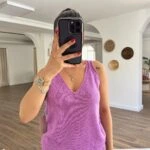 ÖN ARKA V YAKA MERSERİZE TRİKO VİSKON PAMUK ATLET - LİLA