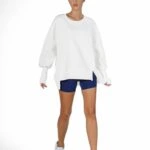 ÖN ASİMETRİ YIRTMAÇ OVERSİZE SWEAT - EKRU