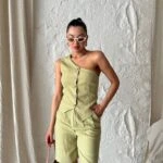 ÖN ÇİFT PİLE ASTARLI PAMUK BERMUDA ŞORT - HAKİ