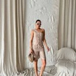 ÖN ÇİFT PİLE ASTARLI PAMUK BERMUDA ŞORT - VİZON