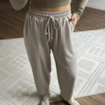 ÖN DİKİŞ BEL LASTİK BALON MODEL İNCE MODAL EŞOFMAN - TAŞ