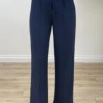 ÖN DİKİŞ BOL PAÇA VİSKON PANTOLON - LACİVERT