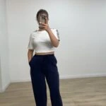 ÖN DİKİŞ CEPLİ BİLEK ÜSTÜ BALON MODAL EŞOFMAN - LACİVERT