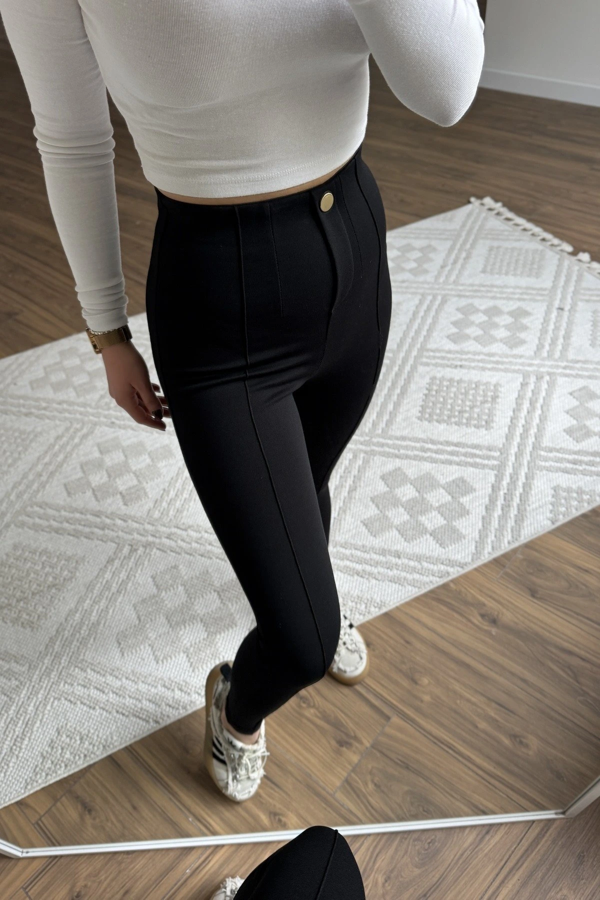 ÖN DİKİŞ TEK DÜĞME ÇELİK VİSKON TAYT - SİYAH - Görsel 1