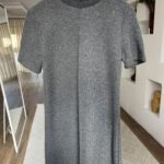 ÖN DİKİŞ YUMUŞAK DOKU KISA KOL PAMUK ELBİSE - ANTRASİT