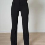 ÖN DİKİŞLİ FERMUARLI ÇİMALI PANTOLON - SİYAH