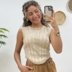 ÖN DİKİŞLİ SIFIR KOL CROP - AÇIK BEJ