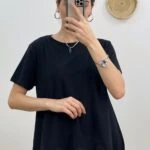 ÖN ETEK UCU FİSTO TİŞÖRT - SİYAH