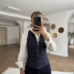 ÖN FERMUARLI KOT YELEK - LACİVERT