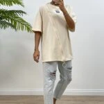 ÖN FERMUARLI WE YOUR SELF PAMUK TİŞÖRT - BEJ