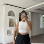 ÖN KAPAKLI YAN FERMUAR ŞORT ETEK - SİYAH